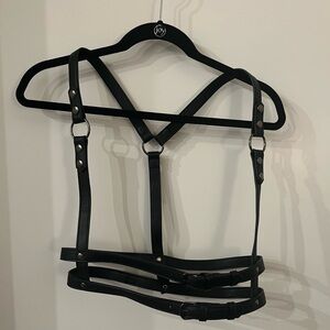 Black vegan leather harness